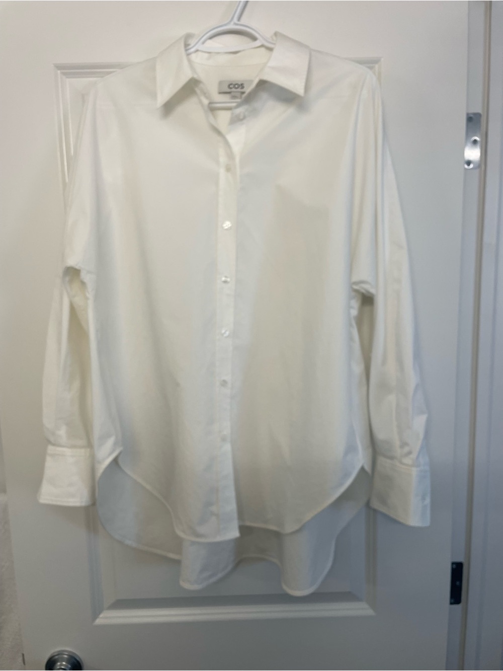 COS Off-White 100% Poplin Cotton Oversized Button-Down Shirt – Size EUR 36